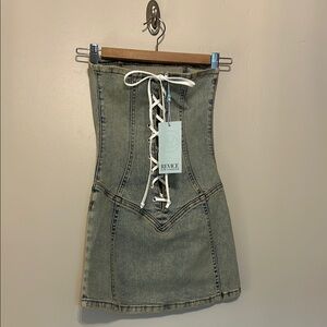 NWT - REVICE Light Blue Denim Corset/ Mini Skirt